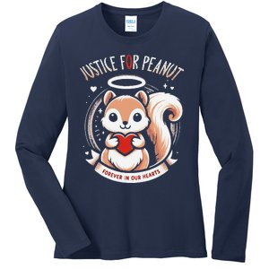 Peanut Squirrel Justice For Peanut The Squirrel Ladies Long Sleeve Shirt