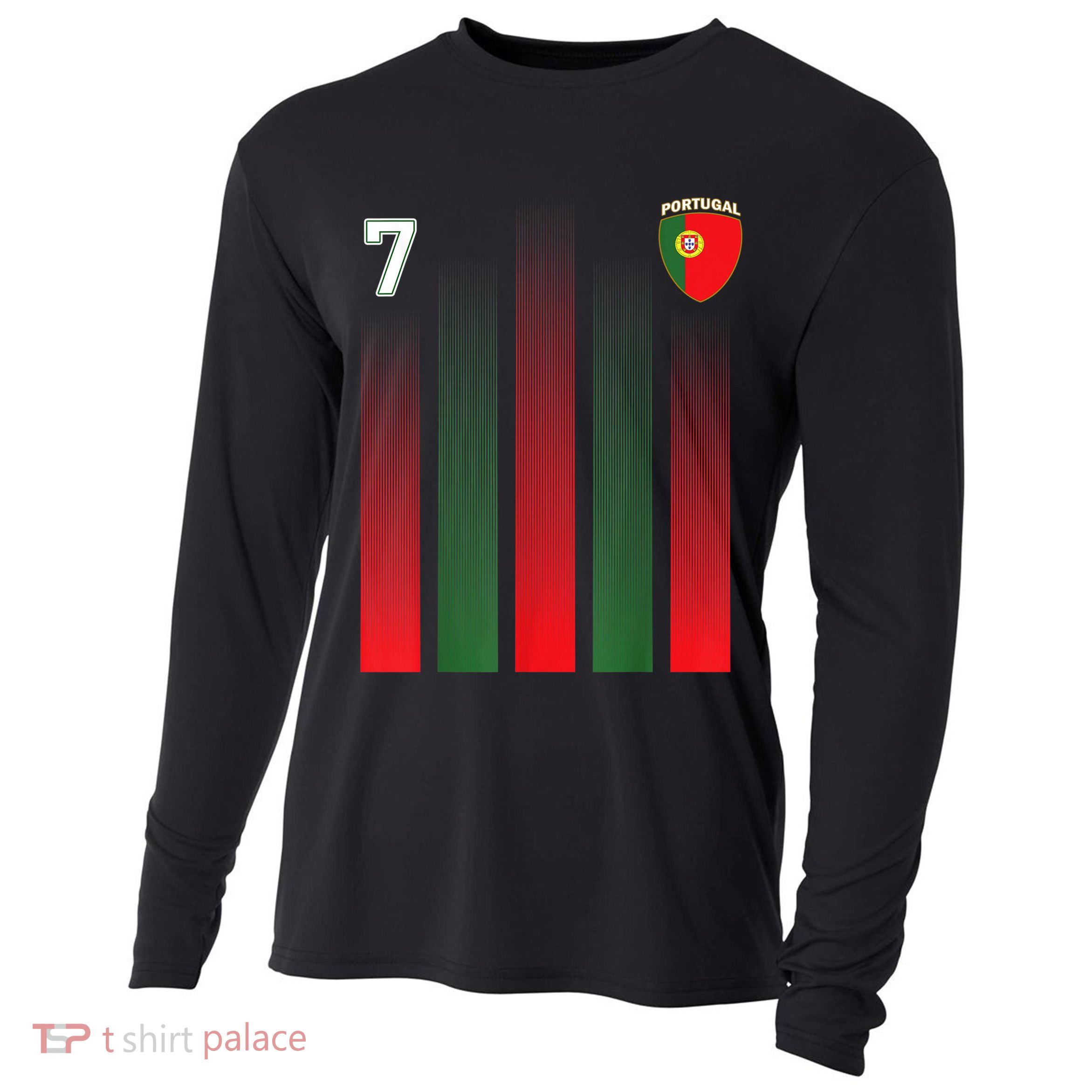 Portugal Soccer Jersey Portugal 7 Soccer Football Fan Cooling Performance Long Sleeve Crew