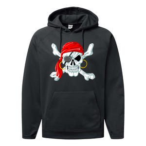 Pirate Skull Jolly And Roger Performance Fleece Hoodie