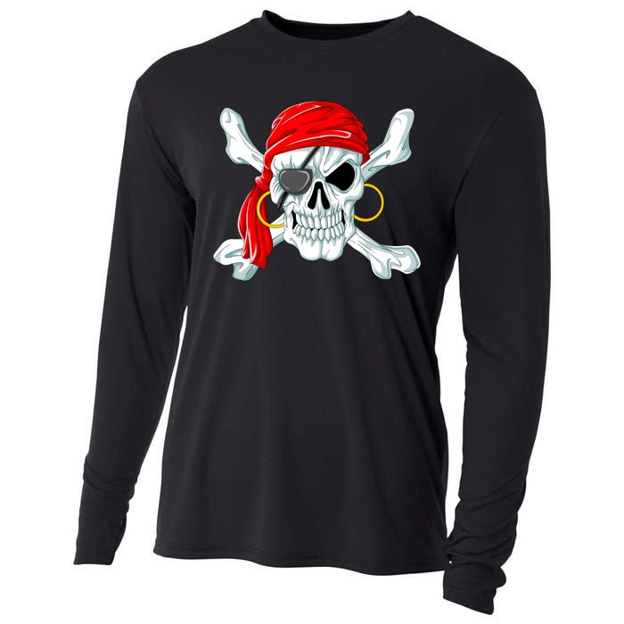 Pirate Skull Jolly And Roger Cooling Performance Long Sleeve Crew