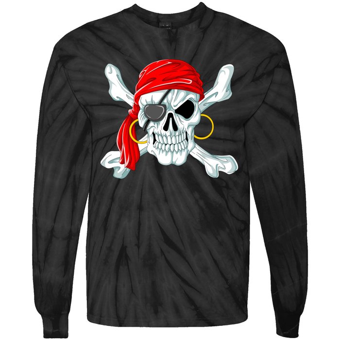 Pirate Skull Jolly And Roger Tie-Dye Long Sleeve Shirt