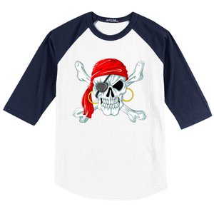 Pirate Skull Jolly And Roger Baseball Sleeve Shirt