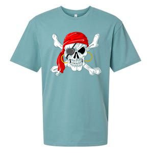 Pirate Skull Jolly And Roger Sueded Cloud Jersey T-Shirt