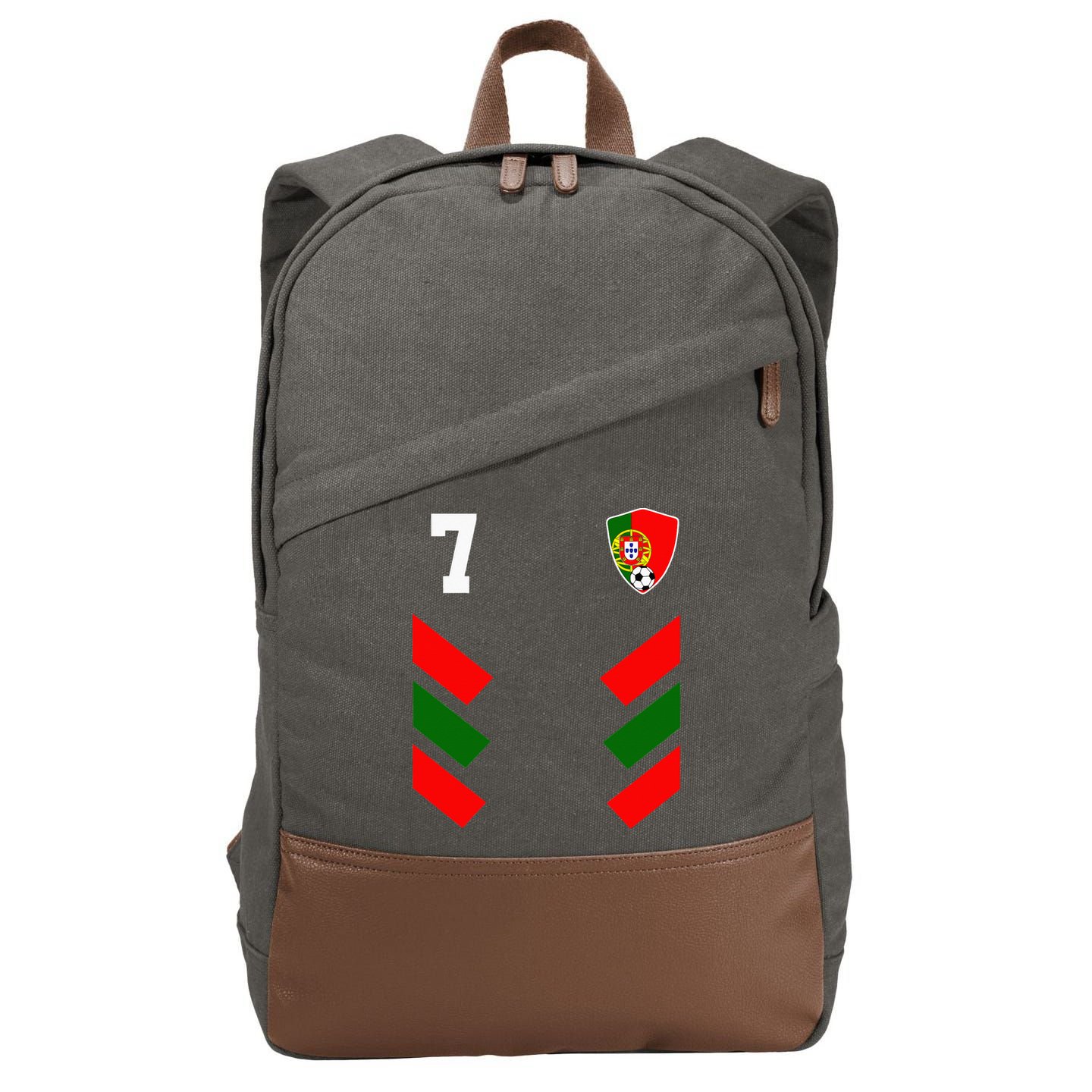Portugal Soccer Jersey Portuguese Football Flag Cotton Canvas Backpack