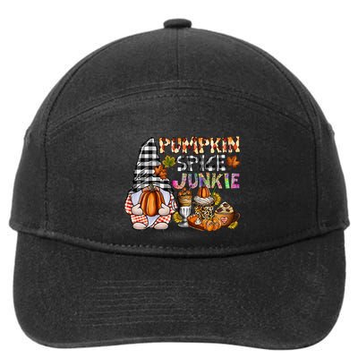 Pumpkin Spice Junkie Autumn Gnome Fall Thanksgiving Lover 7-Panel Snapback Hat
