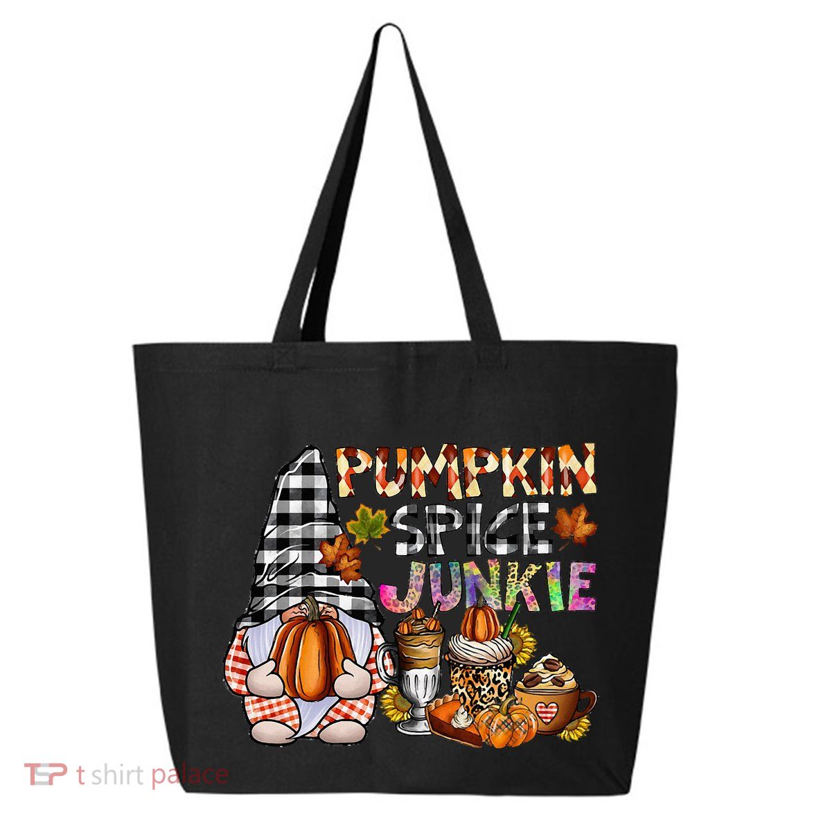 Pumpkin Spice Junkie Autumn Gnome Fall Thanksgiving Lover 25L Jumbo Tote