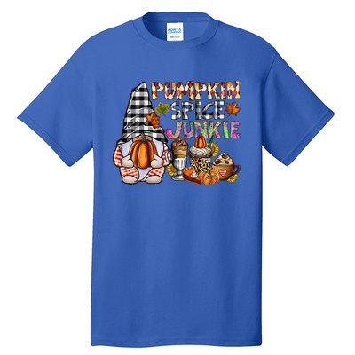 Pumpkin Spice Junkie Autumn Gnome Fall Thanksgiving Lover Tall T-Shirt