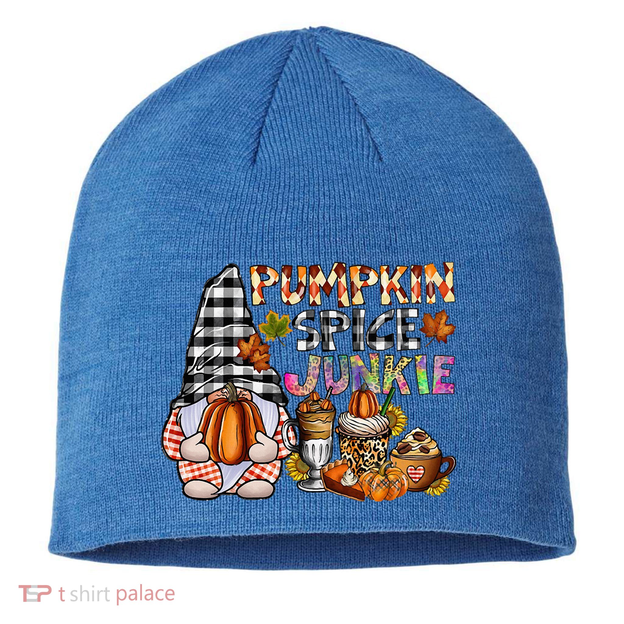 Pumpkin Spice Junkie Autumn Gnome Fall Thanksgiving Lover Sustainable Beanie