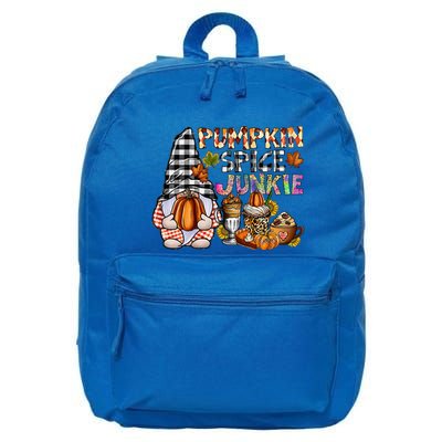 Pumpkin Spice Junkie Autumn Gnome Fall Thanksgiving Lover 16 in Basic Backpack