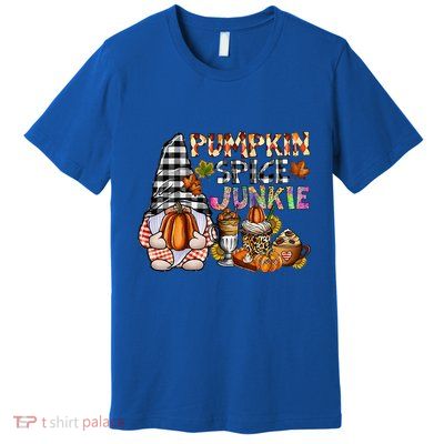 Pumpkin Spice Junkie Autumn Gnome Fall Thanksgiving Lover Premium T-Shirt