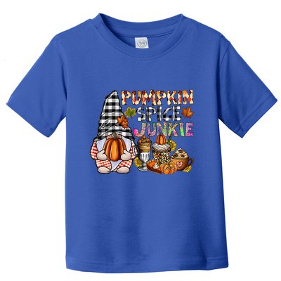 Pumpkin Spice Junkie Autumn Gnome Fall Thanksgiving Lover Toddler T-Shirt