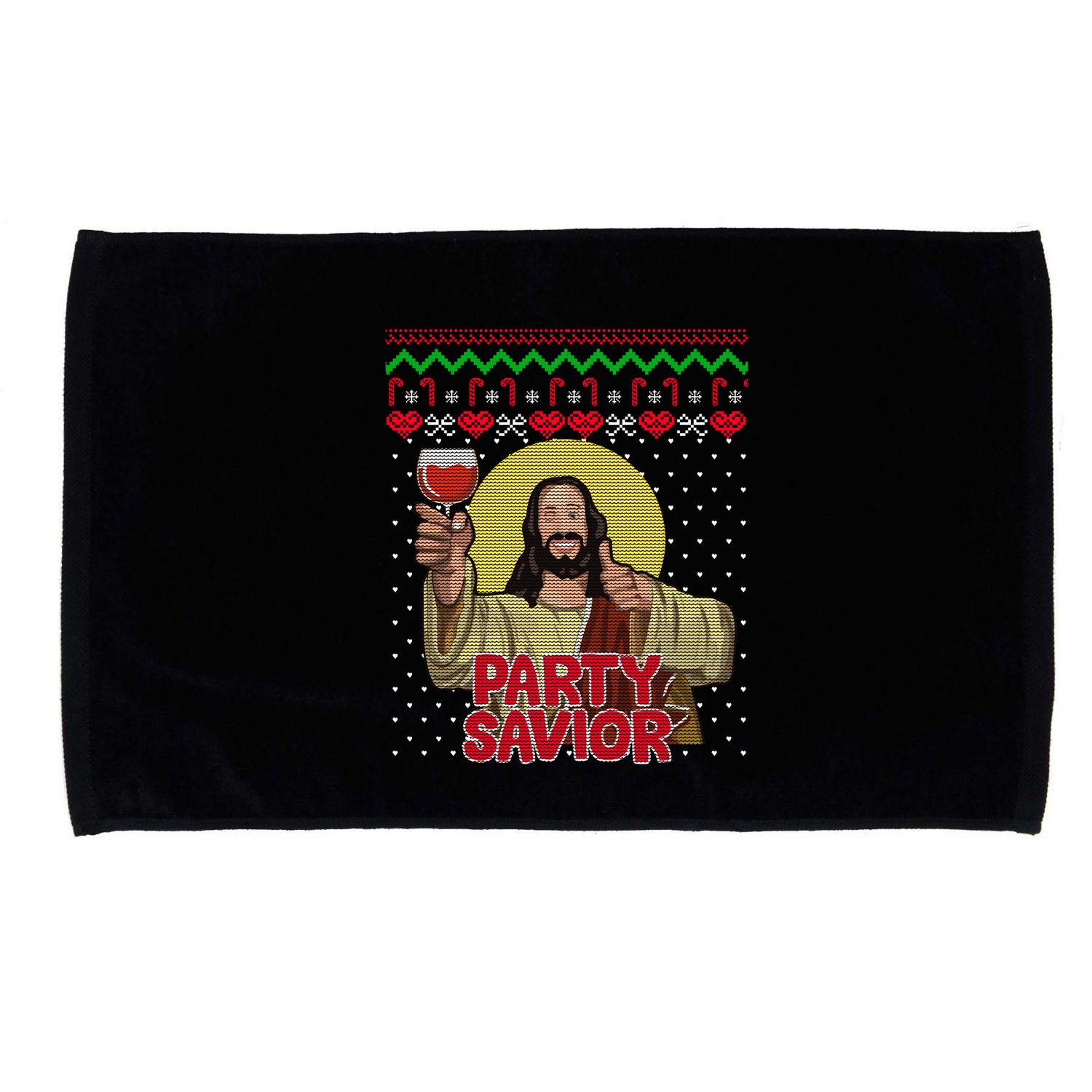 Party Savior Jesus Christ Santa Wine Ugly Christmas Sweater Gift Microfiber Hand Towel