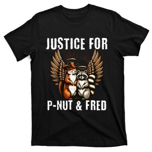 Pnut Squirrel Justice For Racoon Fred Justice For Peanut T-Shirt