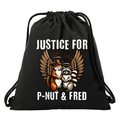 Pnut Squirrel Justice For Racoon Fred Justice For Peanut Drawstring Bag