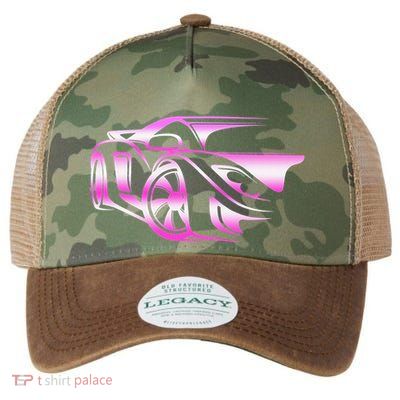 Pink Stylized JDM Drifting Car Design Legacy Tie Dye Trucker Hat