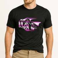 Pink Stylized JDM Drifting Car Design Cooling Performance Crew T-Shirt