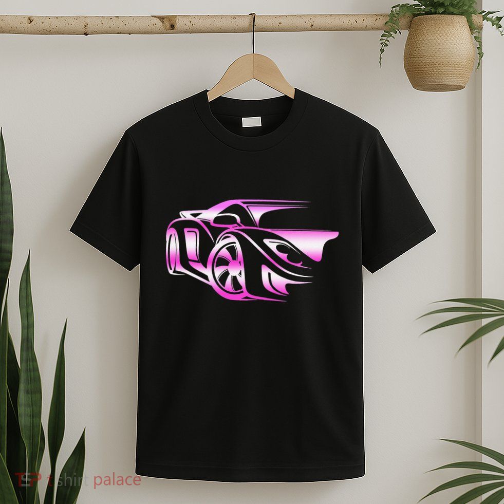 Pink Stylized JDM Drifting Car Design T-Shirt