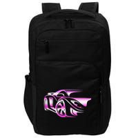 Pink Stylized JDM Drifting Car Design Impact Tech Backpack