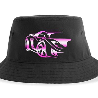 Pink Stylized JDM Drifting Car Design Sustainable Bucket Hat