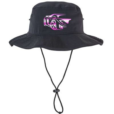 Pink Stylized JDM Drifting Car Design Bucket Hat