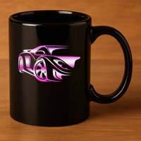 Pink Stylized JDM Drifting Car Design 11oz C Handle Ceramic Mug