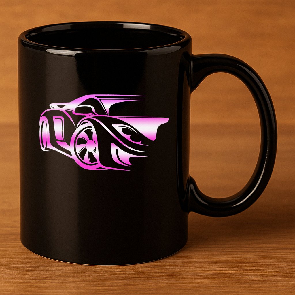 Pink Stylized JDM Drifting Car Design 11oz C Handle Ceramic Mug