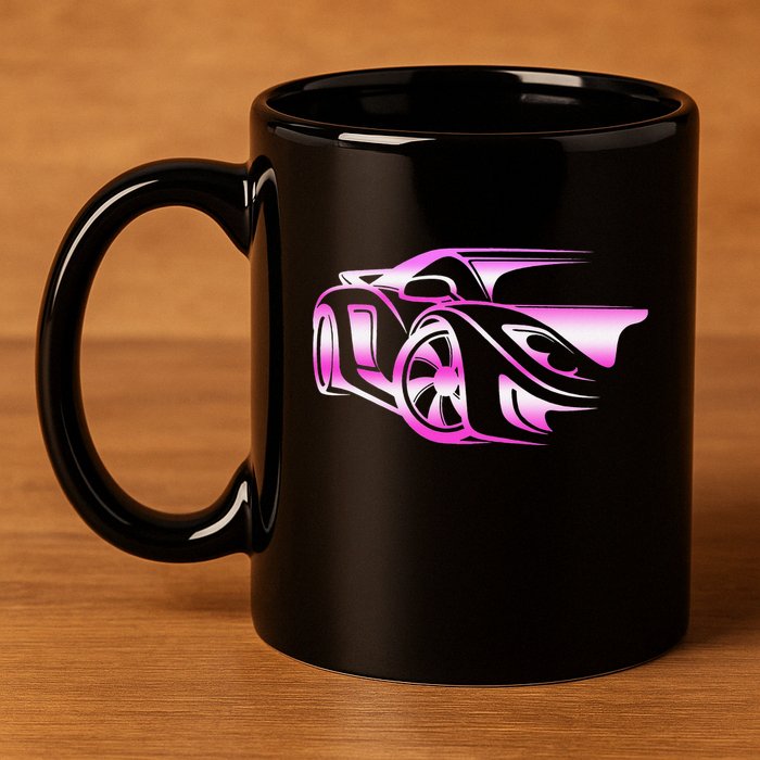 Pink Stylized JDM Drifting Car Design 11oz C Handle Ceramic Mug