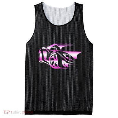 Pink Stylized JDM Drifting Car Design Mesh Reversible Basketball Jersey Tank
