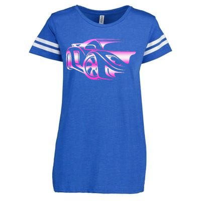 Pink Stylized JDM Drifting Car Design Enza Ladies Jersey Football T-Shirt