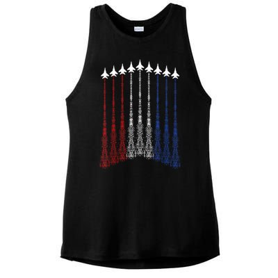 Patriotic Shirts Jet 4th Of July Usa Ladies PosiCharge Tri-Blend Wicking Tank