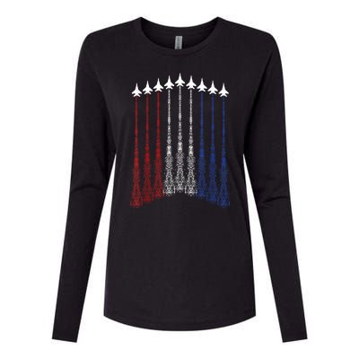 Patriotic Shirts Jet 4th Of July Usa Womens Cotton Relaxed Long Sleeve T-Shirt