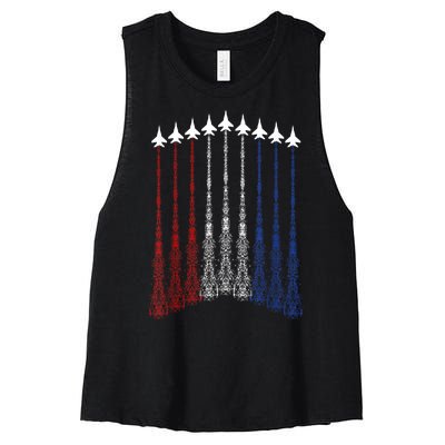 Patriotic Shirts Jet 4th Of July Usa Women's Racerback Cropped Tank