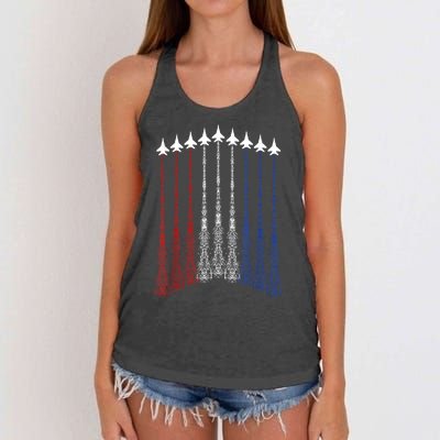 Patriotic Shirts Jet 4th Of July Usa Women's Knotted Racerback Tank