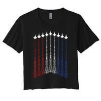 Patriotic Shirts Jet 4th Of July Usa Women's Crop Top Tee