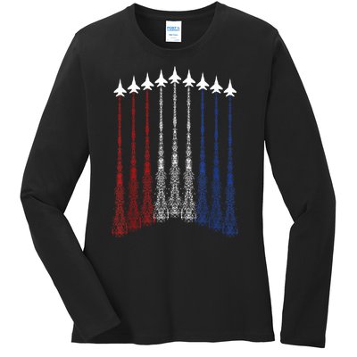 Patriotic Shirts Jet 4th Of July Usa Ladies Long Sleeve Shirt