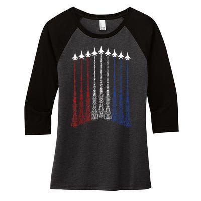 Patriotic Shirts Jet 4th Of July Usa Women's Tri-Blend 3/4-Sleeve Raglan Shirt