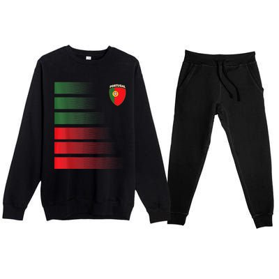 Portugal Soccer Jersey Portugal Football Fan Soccer Premium Crewneck Sweatsuit Set