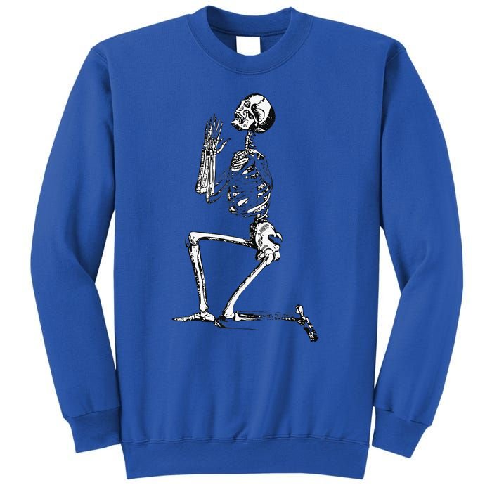 Praying Skeleton Kneeling Skull Emo Halloween Sweatshirt