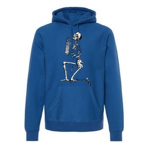 Praying Skeleton Kneeling Skull Emo Halloween Premium Hoodie