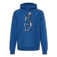 Praying Skeleton Kneeling Skull Emo Halloween Premium Hoodie