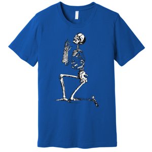 Praying Skeleton Kneeling Skull Emo Halloween Premium T-Shirt