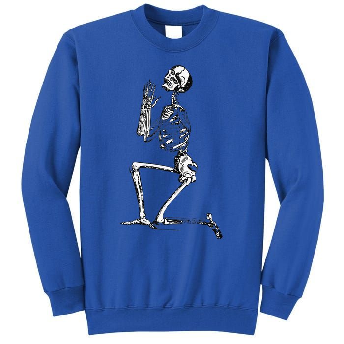 Praying Skeleton Kneeling Skull Emo Halloween Tall Sweatshirt