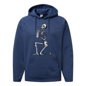 Praying Skeleton Kneeling Skull Emo Halloween Performance Fleece Hoodie