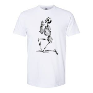 Praying Skeleton Kneeling Skull Emo Halloween Softstyle CVC T-Shirt