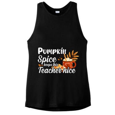 Pumpkin Spice Keeps This Teacher Nice Ladies PosiCharge Tri-Blend Wicking Tank