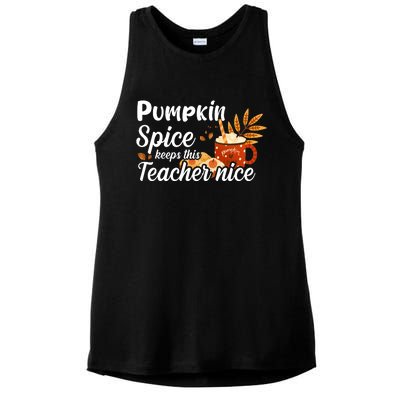 Pumpkin Spice Keeps This Teacher Nice Ladies PosiCharge Tri-Blend Wicking Tank