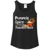 Pumpkin Spice Keeps This Teacher Nice Ladies Essential Tank