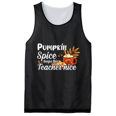 Pumpkin Spice Keeps This Teacher Nice Mesh Reversible Basketball Jersey Tank