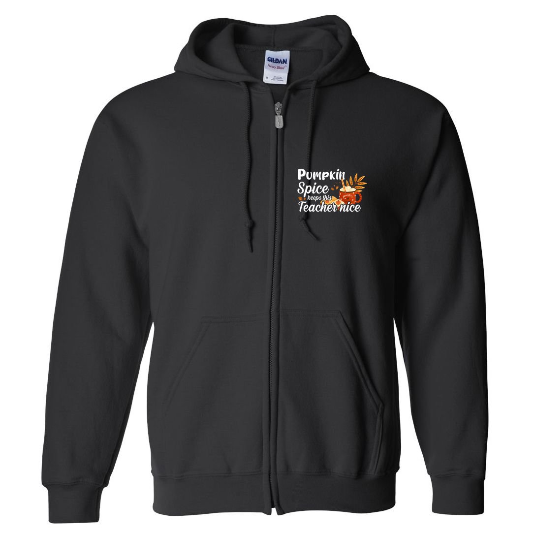 Pumpkin Spice Keeps This Teacher Nice Full Zip Hoodie
