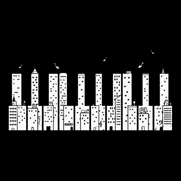 Piano Skyline Keyboard Music Cooling Performance Crew T-Shirt